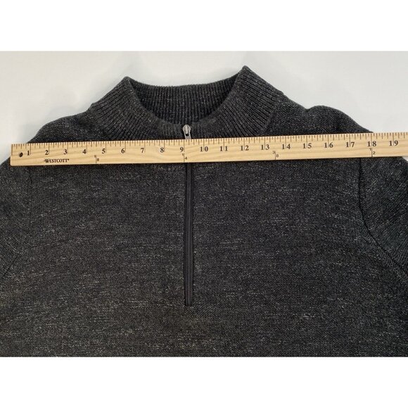 LL Bean Organic Cotton ¼ Zip Sweater Men’s L Reg Pullover Heathered Charcoal - Picture 15 of 16
